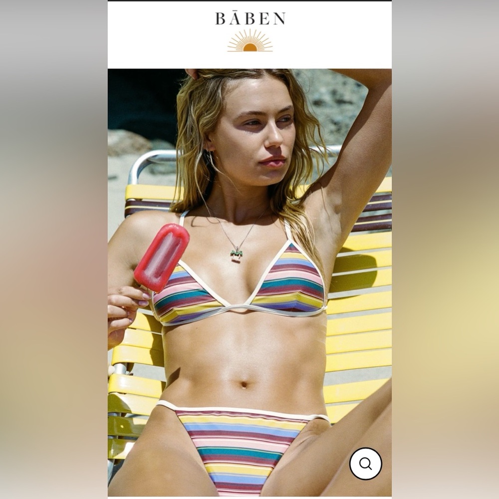 Baben by Free People Striped Triangle Bikini Top - Multicolor